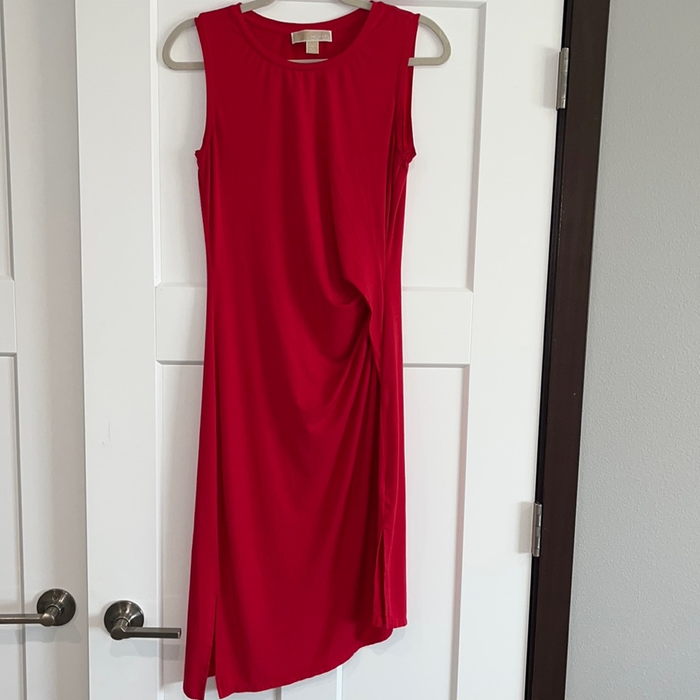 Red midi dress